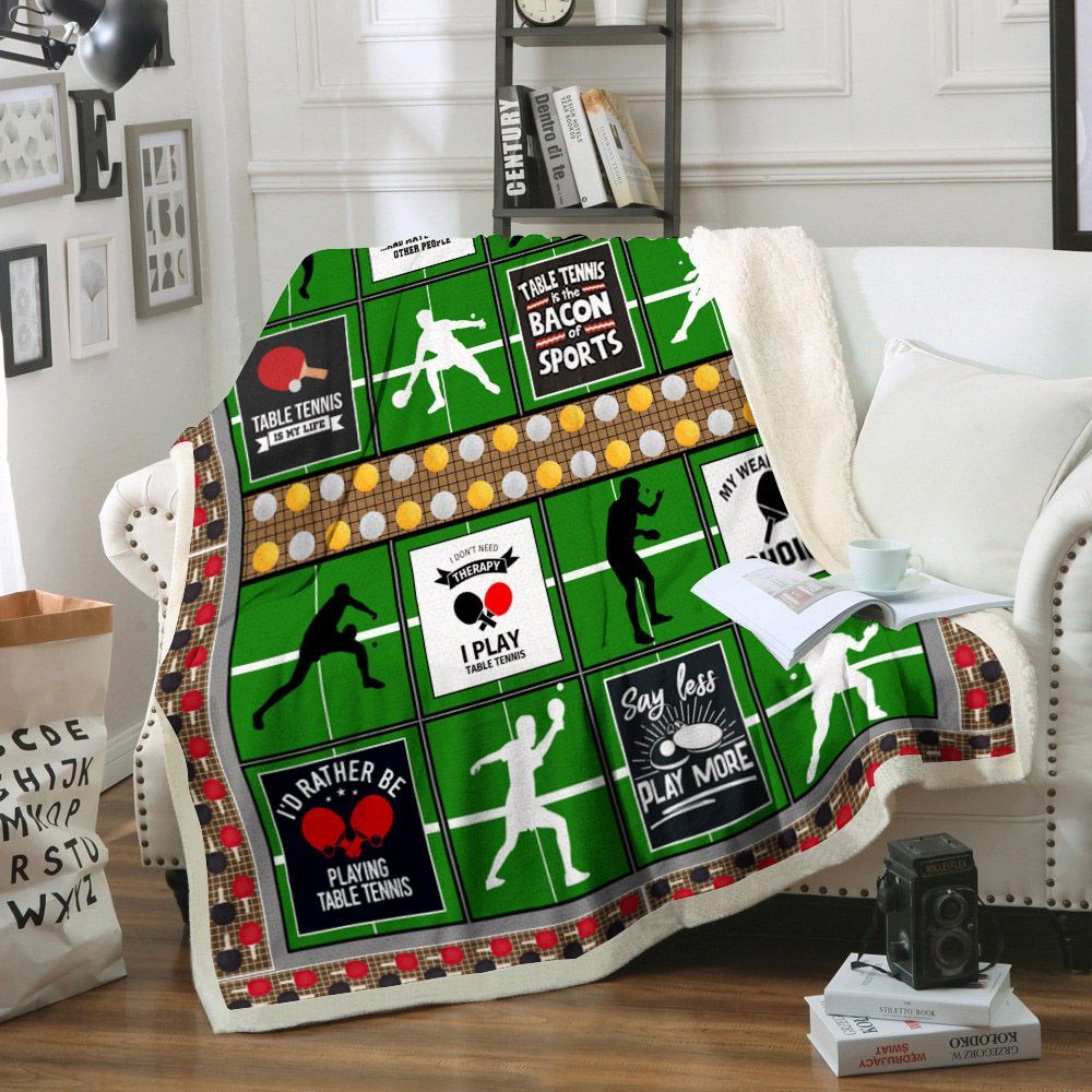 Table Tennis Sherpa Fleece Blanket