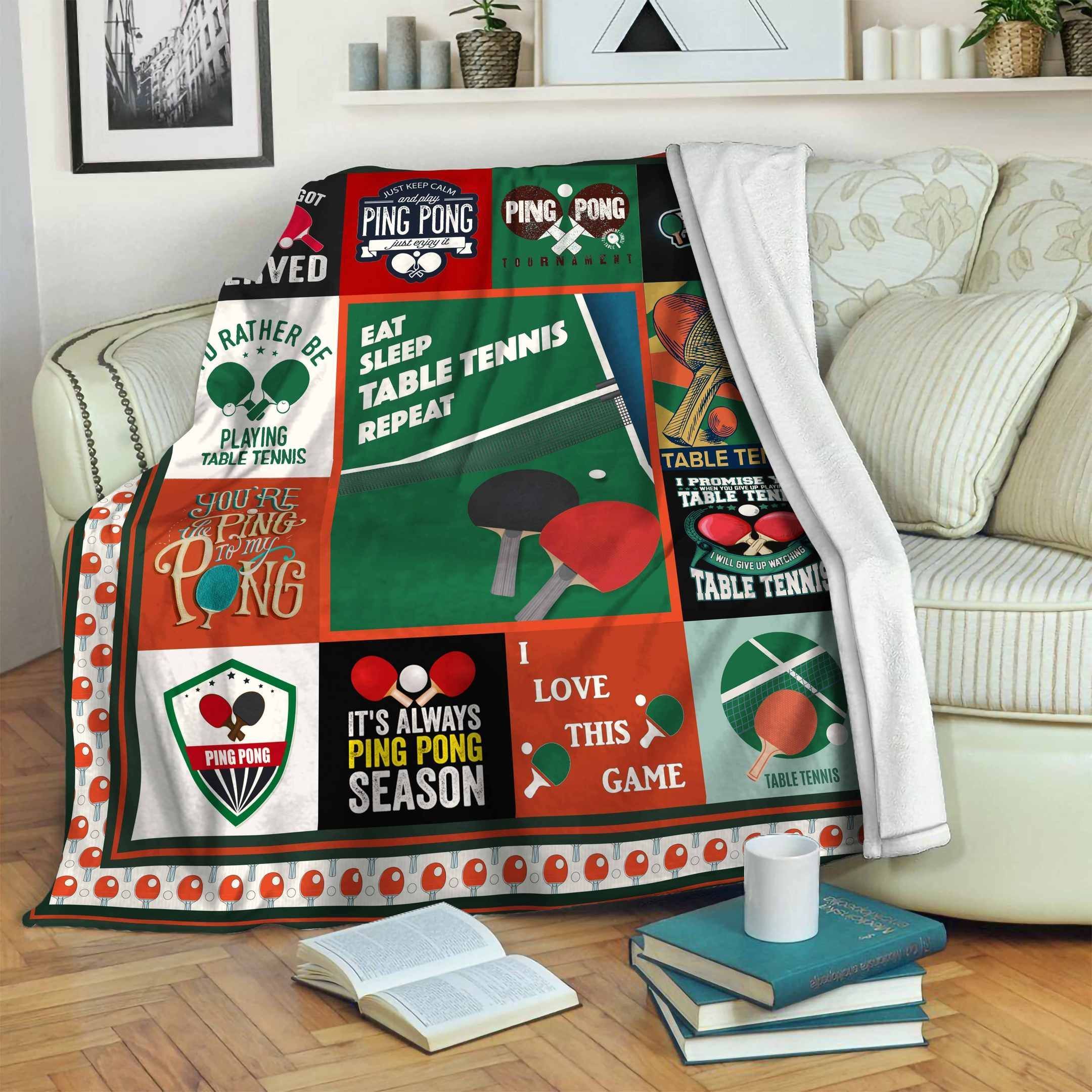 Table Tennis Fleece Blanket