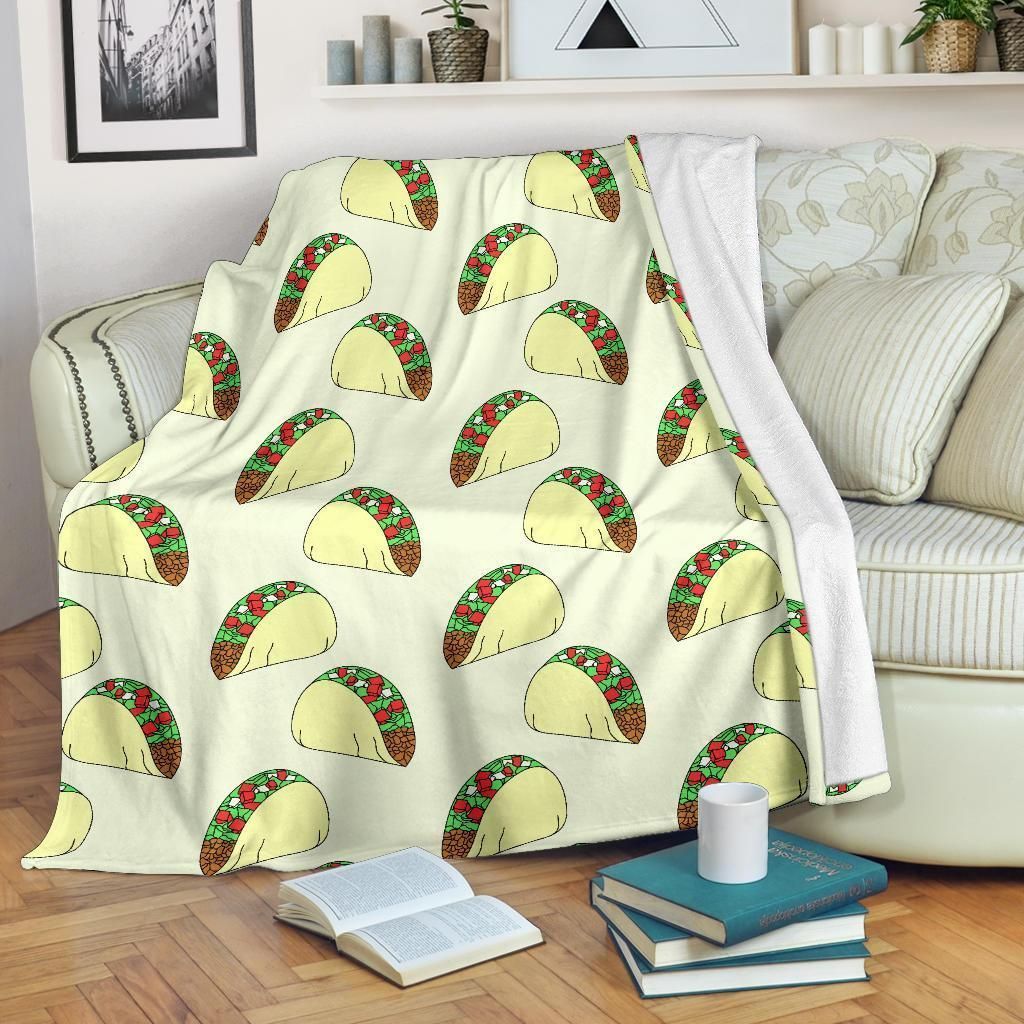 Taco Fastfood Pattern Print Design Fleece Blanket