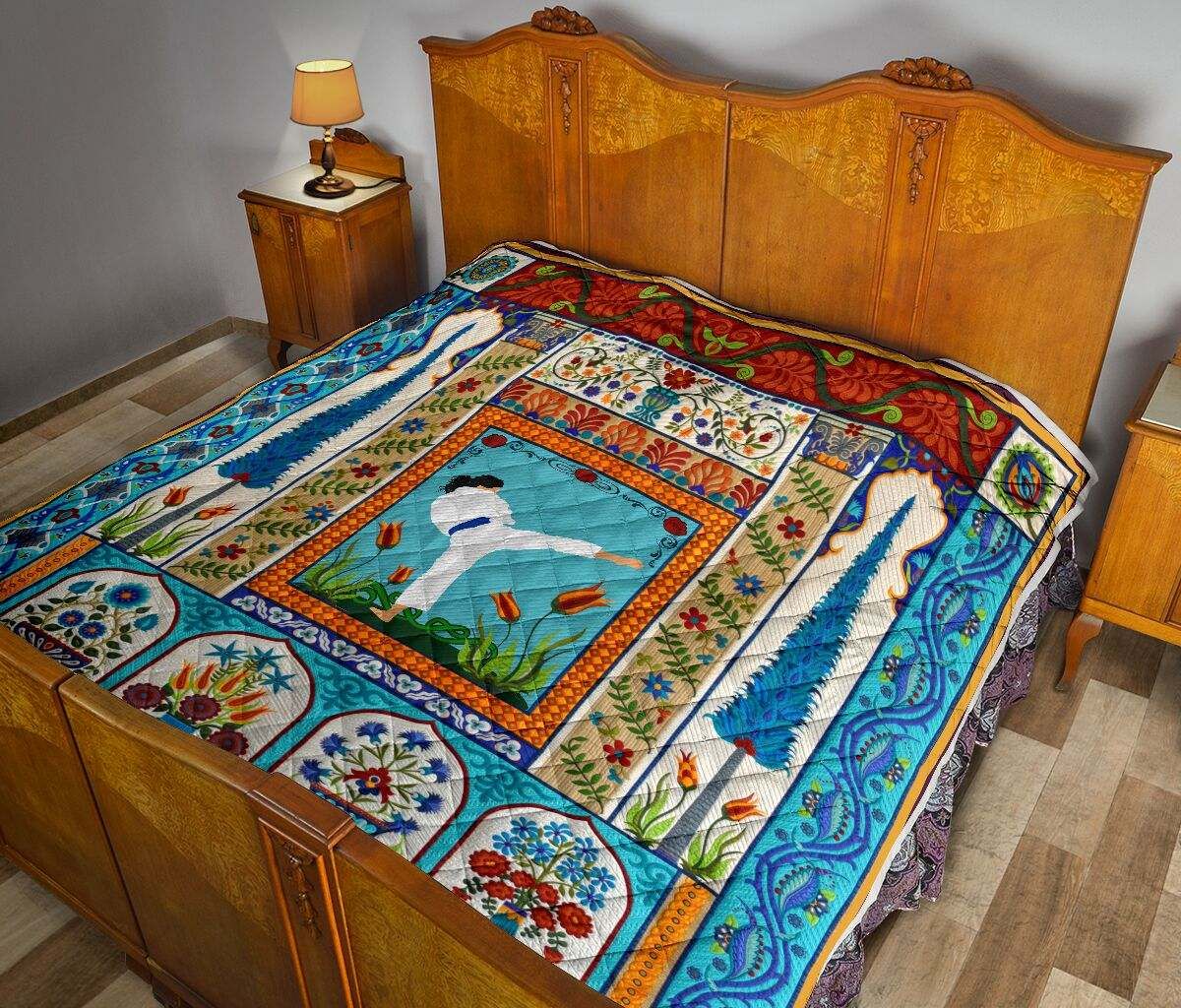 TAEKWONDO Decorator pattern with flowers Quilt DHC281111189DD