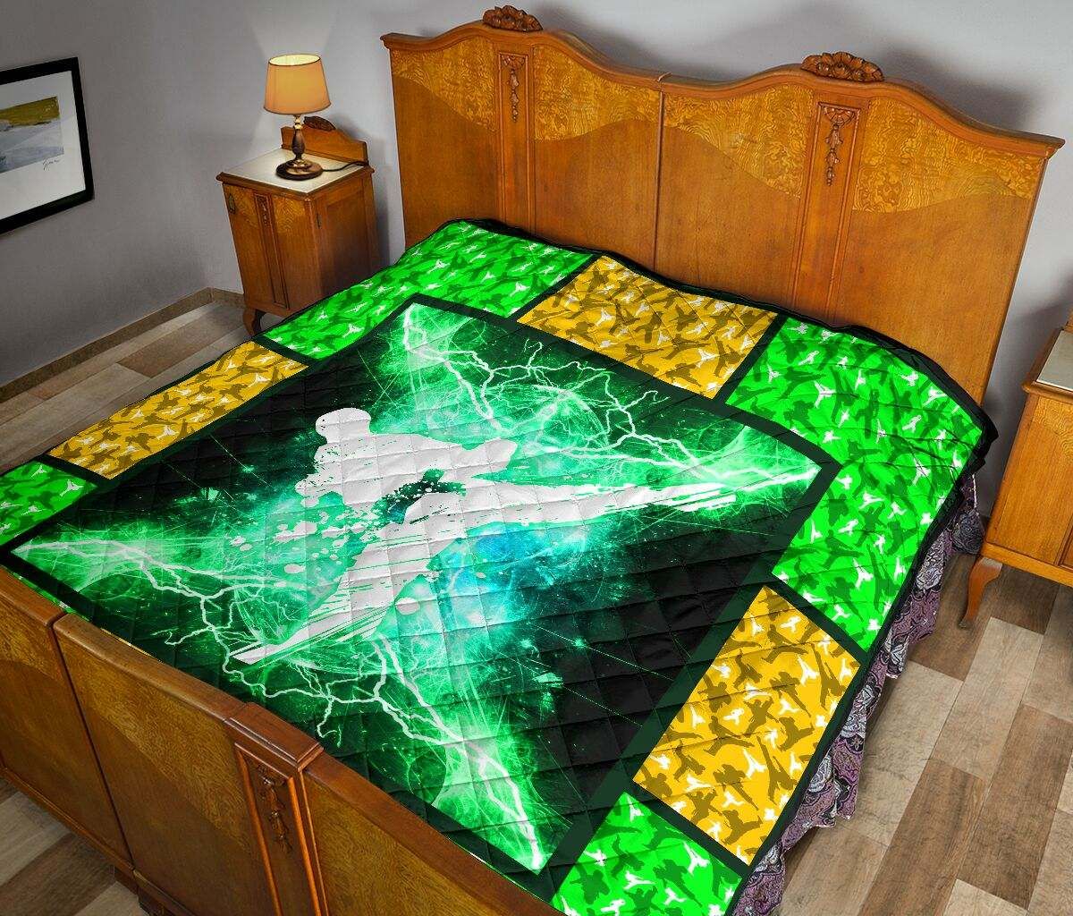 TAEKWONDO GREEN PATTERN ART QUILT DHC281111178DD