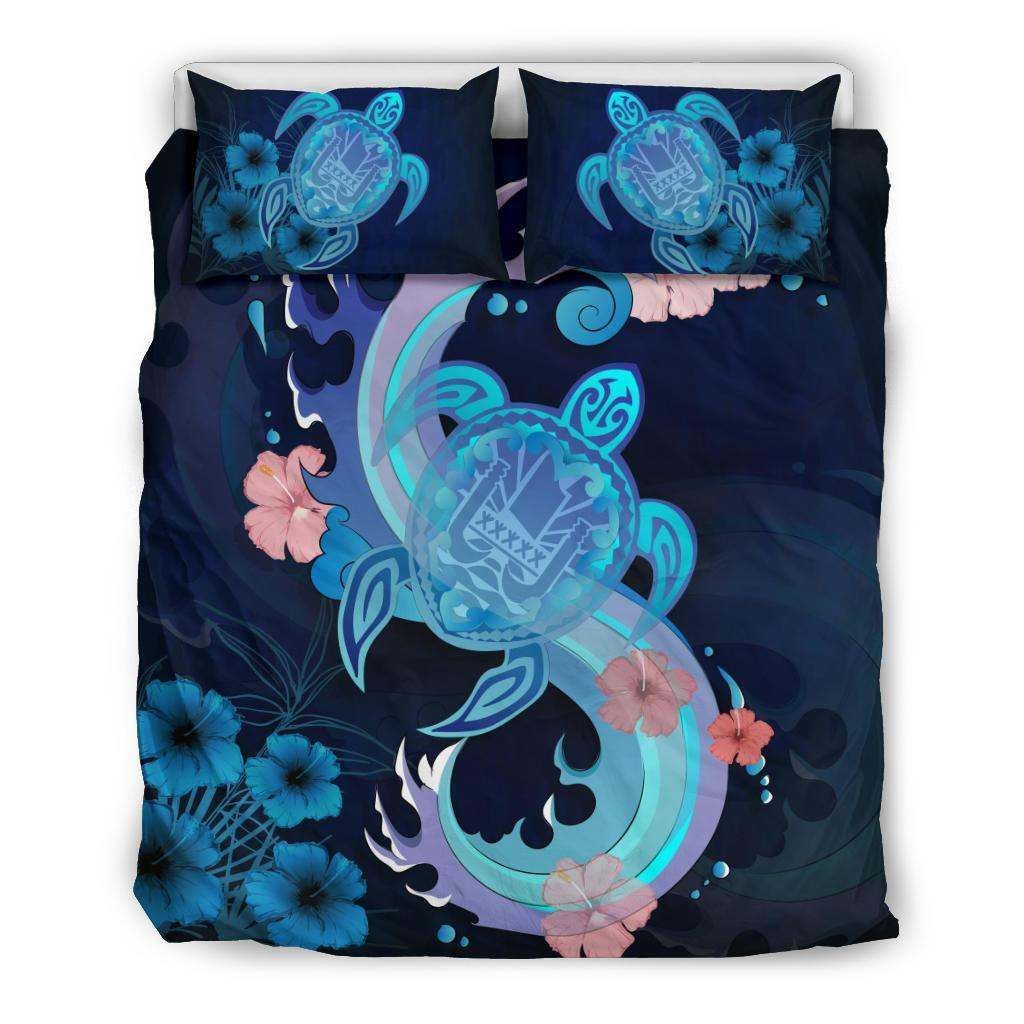 Tahiti Blue Turtle Hibiscus Bedding Set