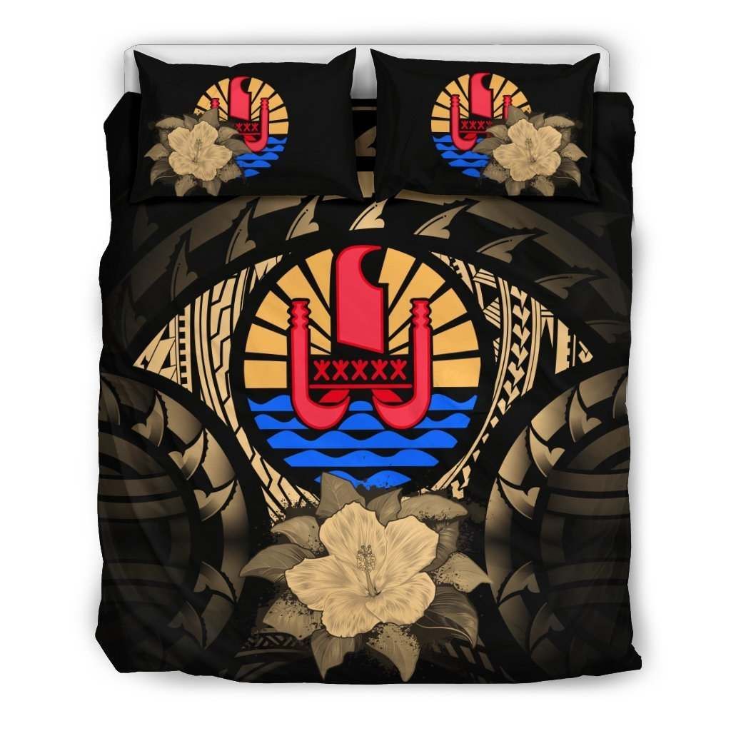 Tahiti Gold Hibiscus Bedding Set