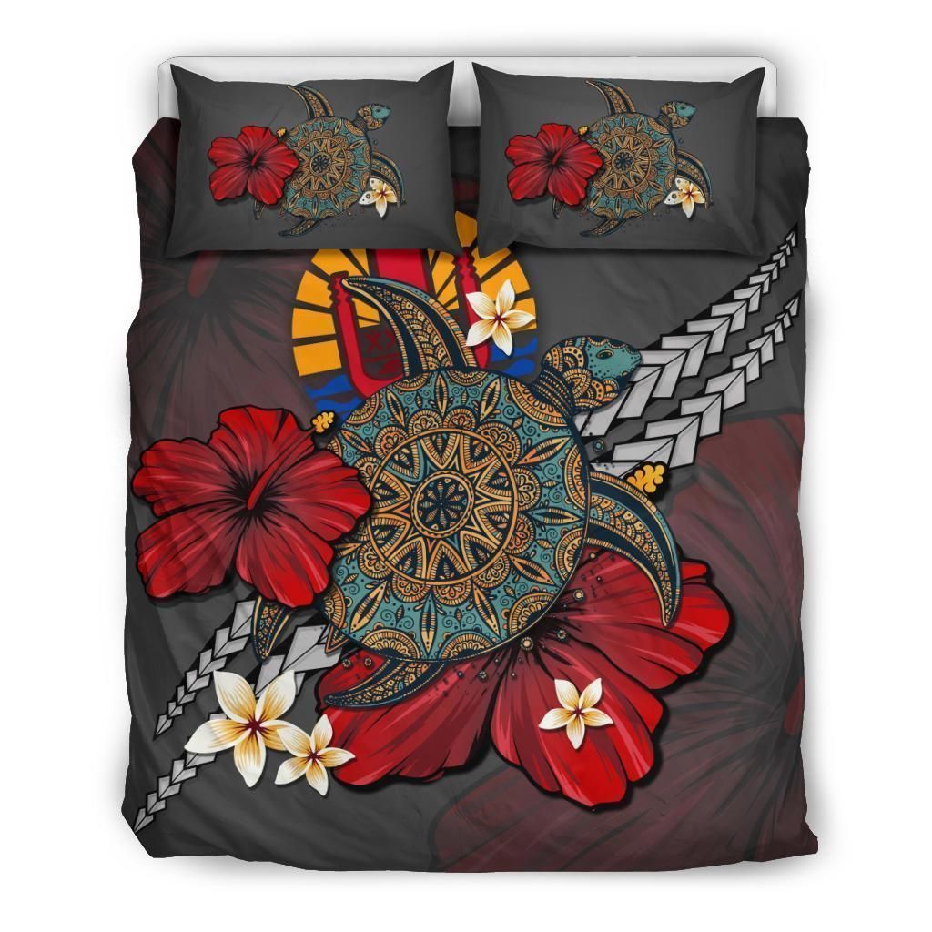 Tahiti Gray Turtle Tribal Bedding Set