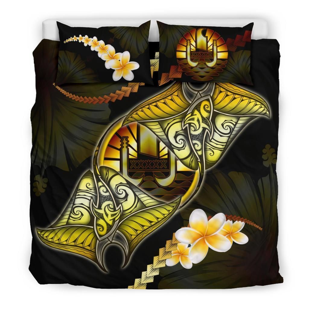 Tahiti Manta Ray Yellow And Black Bedding Set