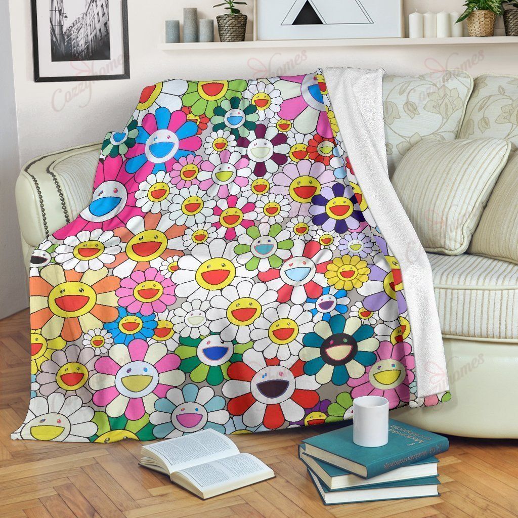 Takashi Murakami Flower Fleece Blanket
