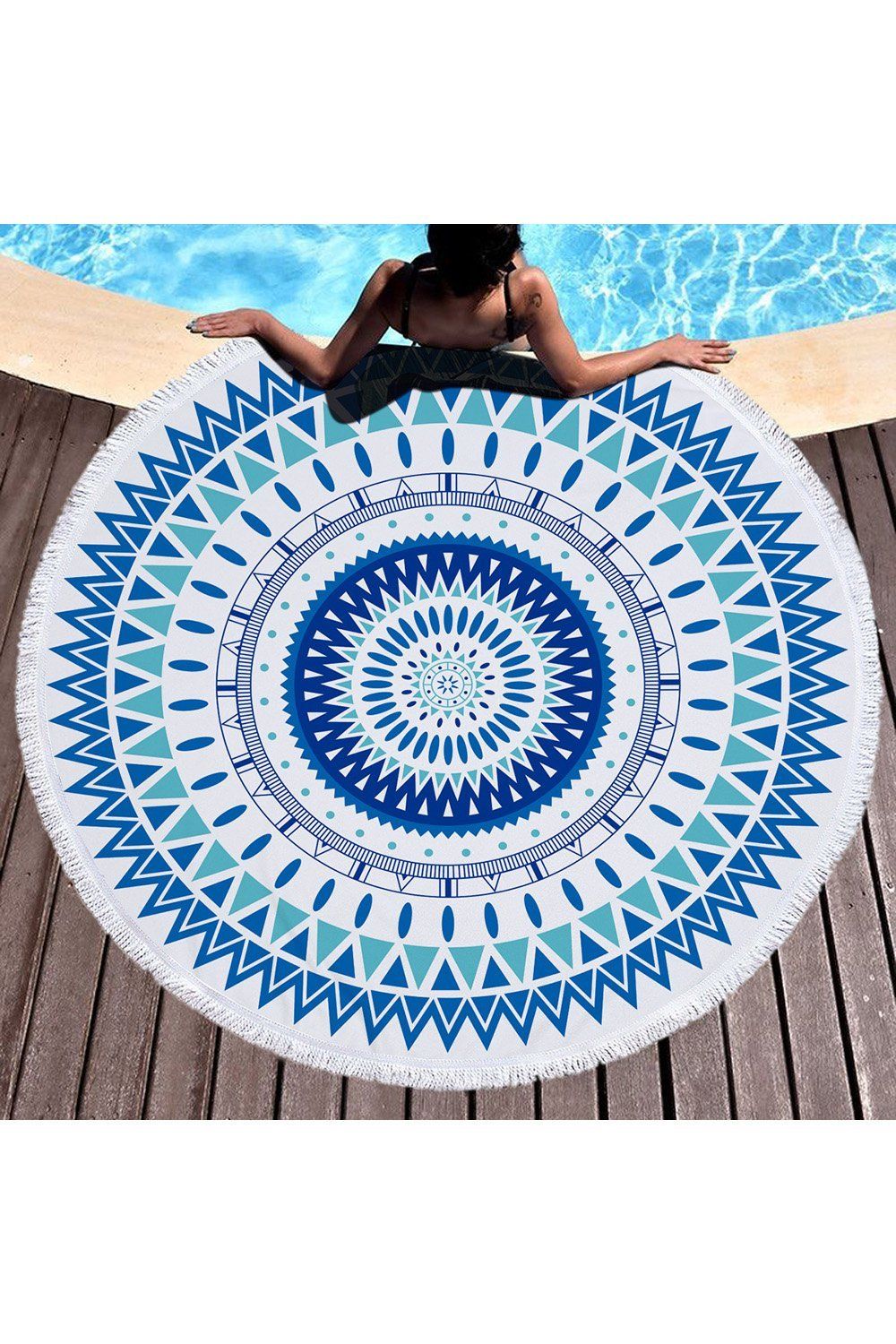 Tassel Pad Shawl Mattress Printed Round Beach Towel