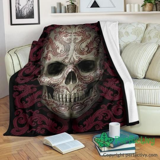 Tattoo Dragon Skull Sherpa Fleece Blanket