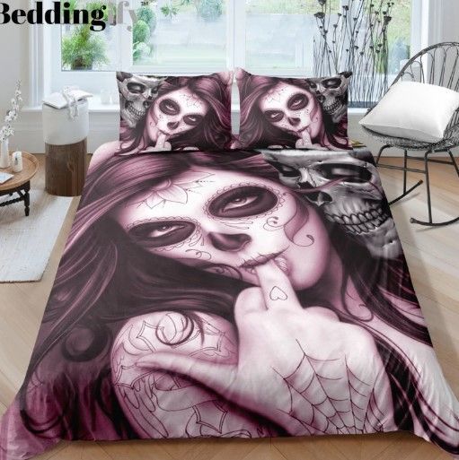 Tattoo Girl King Skull Bedding Set