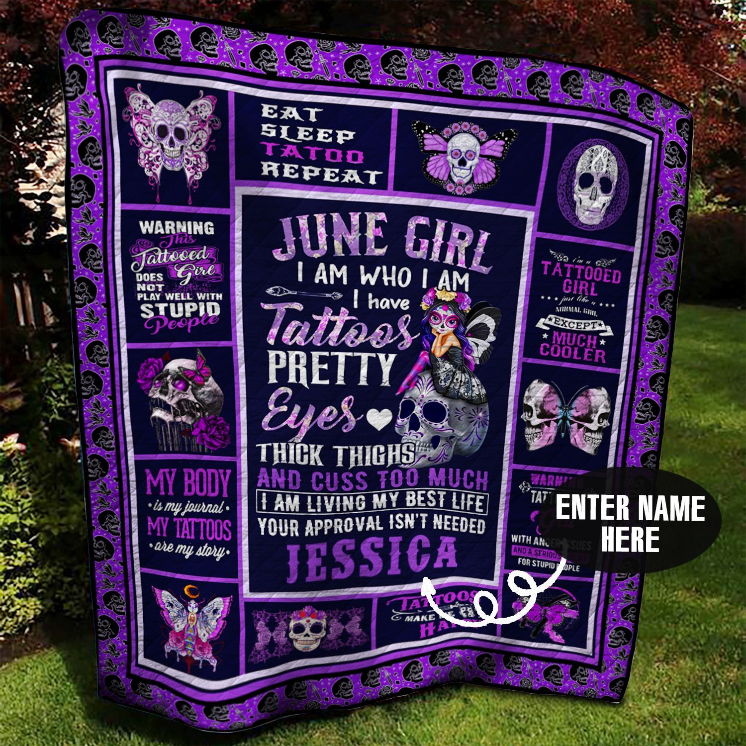 Tattoo Girl Personalized Quilt Blanket BBB010647HT