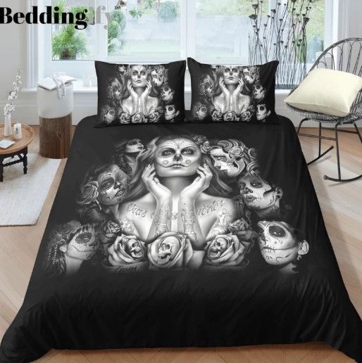 Tattoo Girl Skull Bedding Set