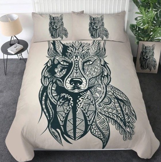 Tattoo Head Wolf Bedding Set