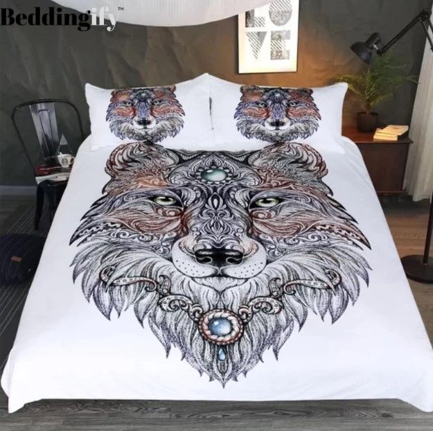 Tattoo Head Wolf Bedding Set