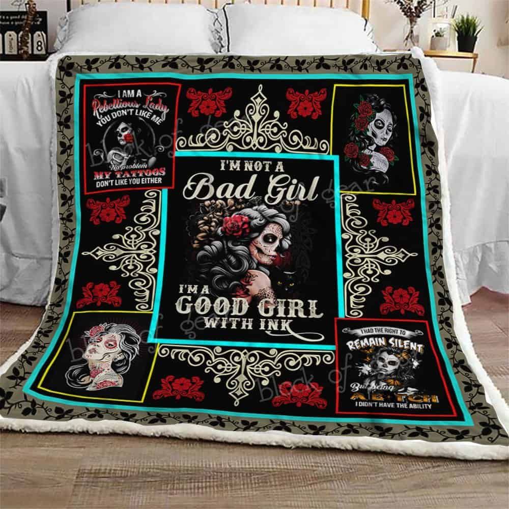Tattooed Girl Fleece Blanket