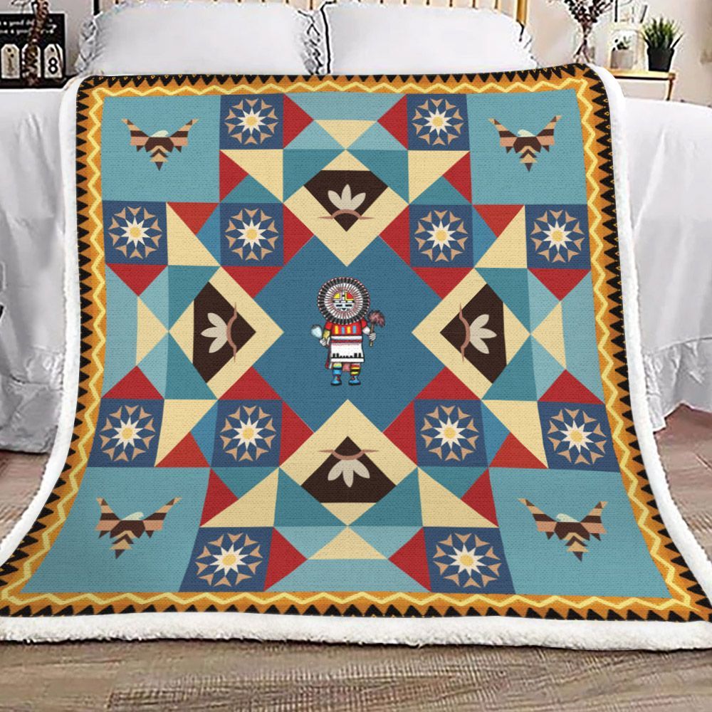 Tawa Sun Kachina Native American Sherpa Fleece Blanket