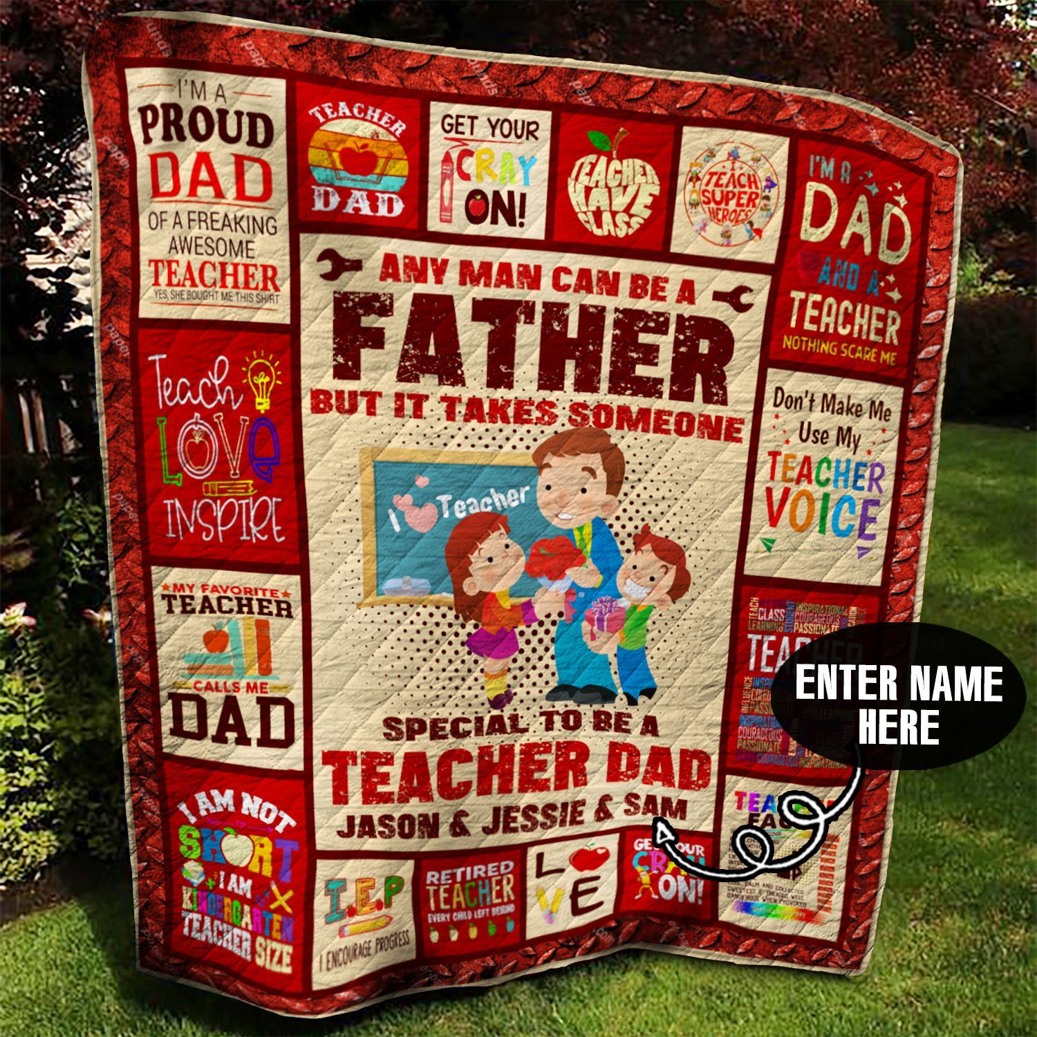Teacher Dad Personalized Quilt Blanket BBB100615SM