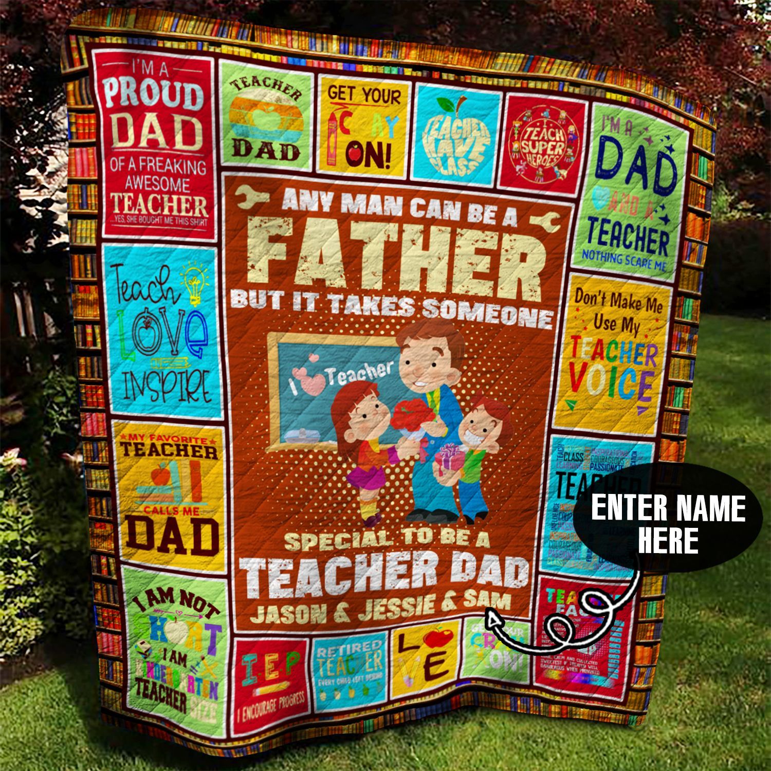 Teacher Dad Personalized Quilt Blanket BBB100616SM