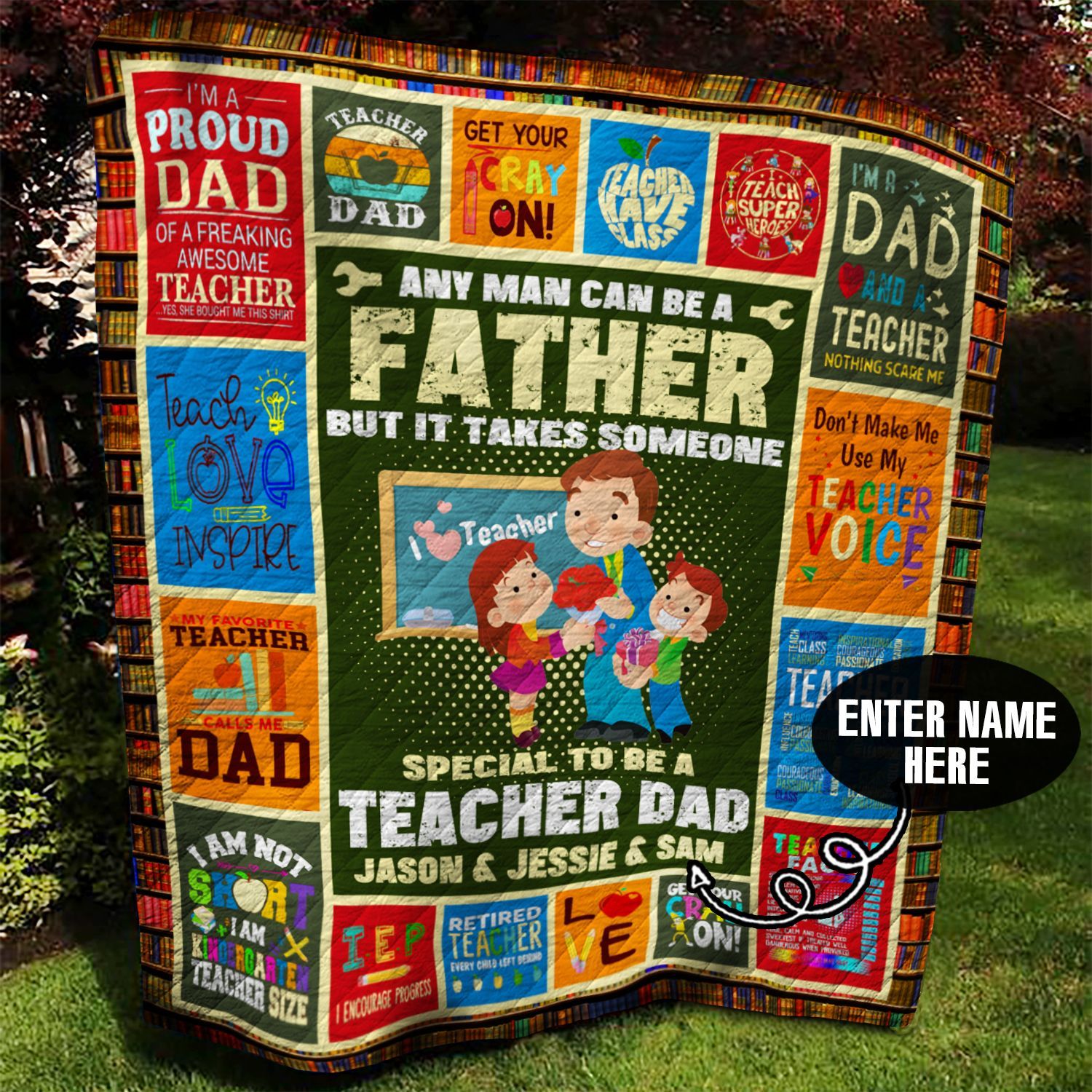 Teacher Dad Personalized Quilt Blanket BBB100617SM