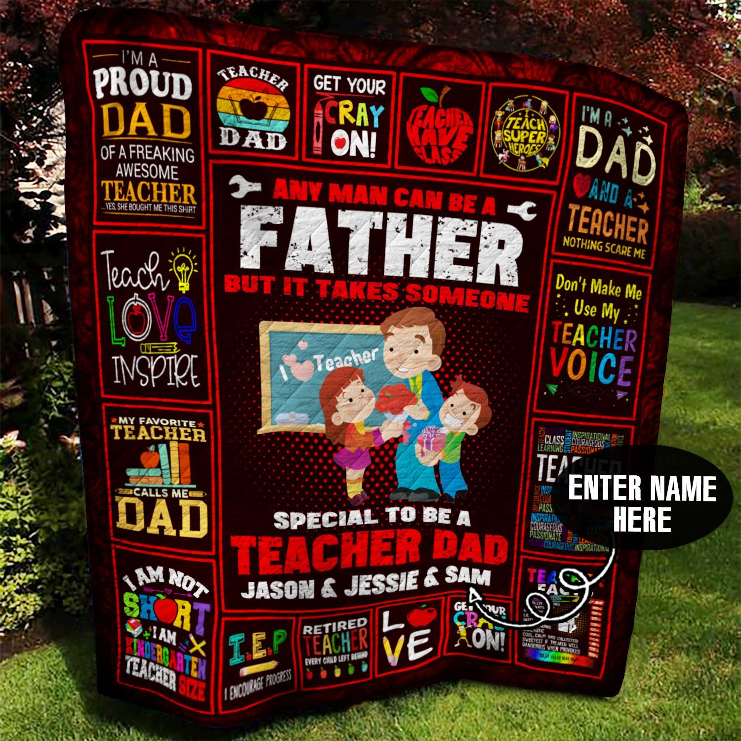 Teacher Dad Personalized Quilt Blanket BBB100618SM