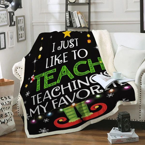 Teacher Elf Sherpa Fleece Blanket