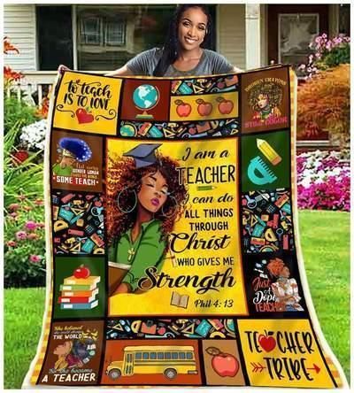 Teacher I Can Do All Things Sherpa Fleece Blanket