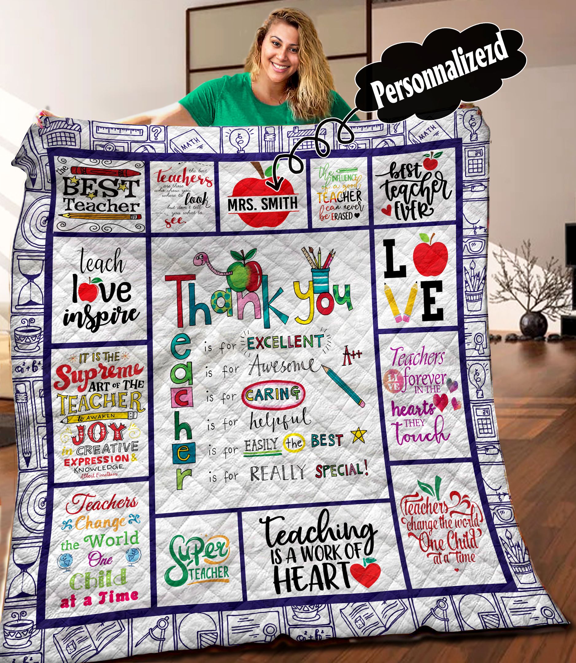 Teacher Personalized Quilt Blanket C9B020601HD