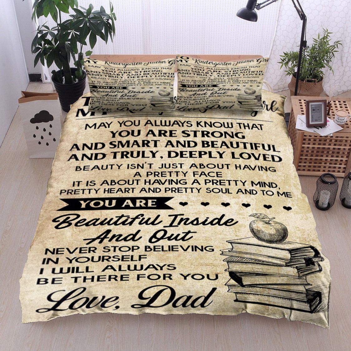Teacher To My Kindergarten Teacher Girl Love Dad Bedding Set