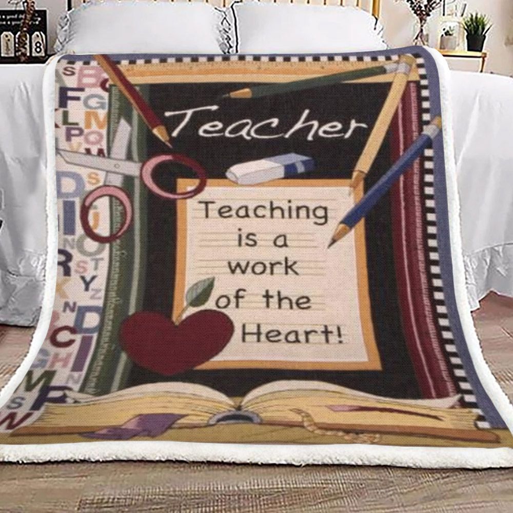 Teacher Work Of The Heart Sherpa Fleece Blanket
