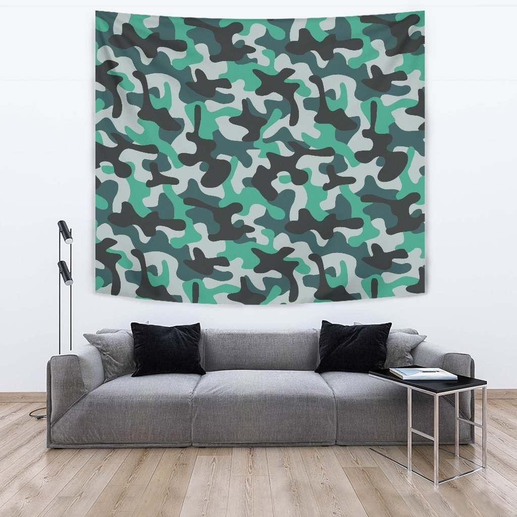 Teal And Black Camouflage CL17100125MDT Tapestry