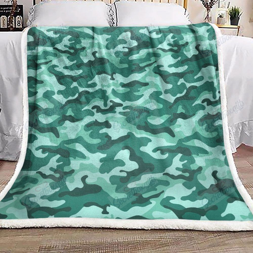 Teal Camouflage Fleece Blanket
