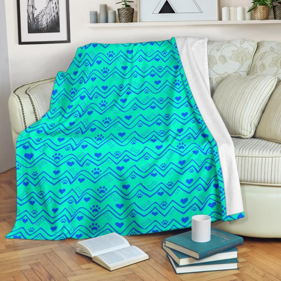 Teal Dog Lover Sherpa Fleece Blanket