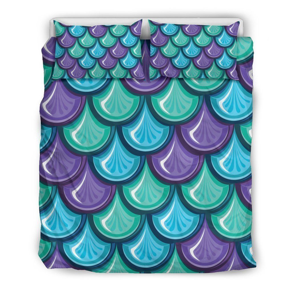 Teal Mermaid Scales Bedding Set