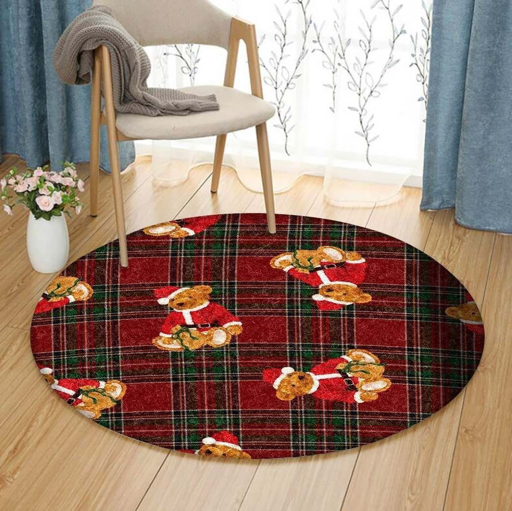 Teddy Bear Christmas Round Carpet