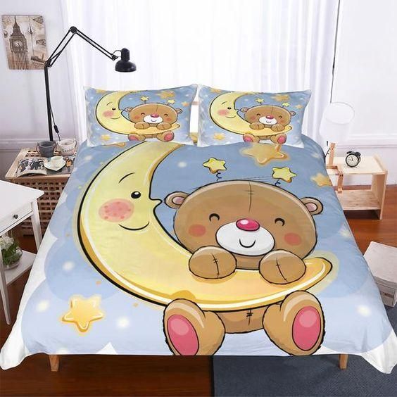 Teddy Bear To The Moon Funny Bedding Set