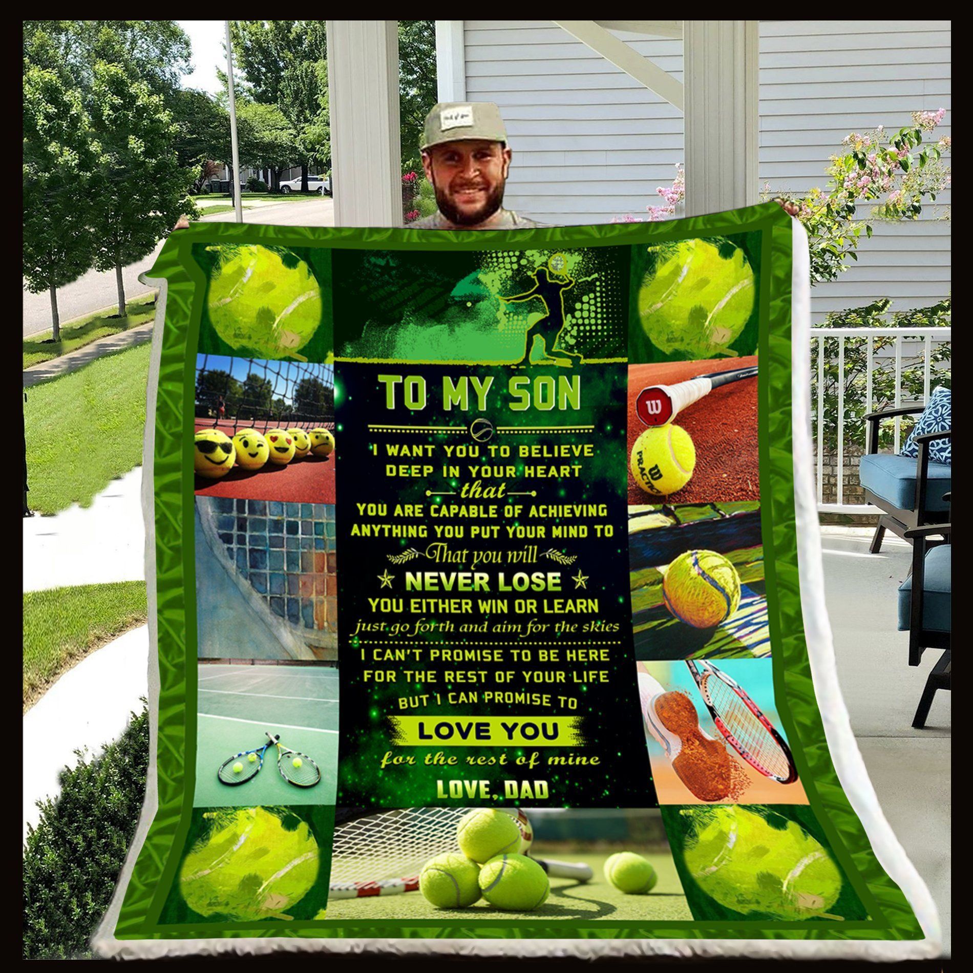 Tennis Dad To Son Sherpa Fleece Blanket