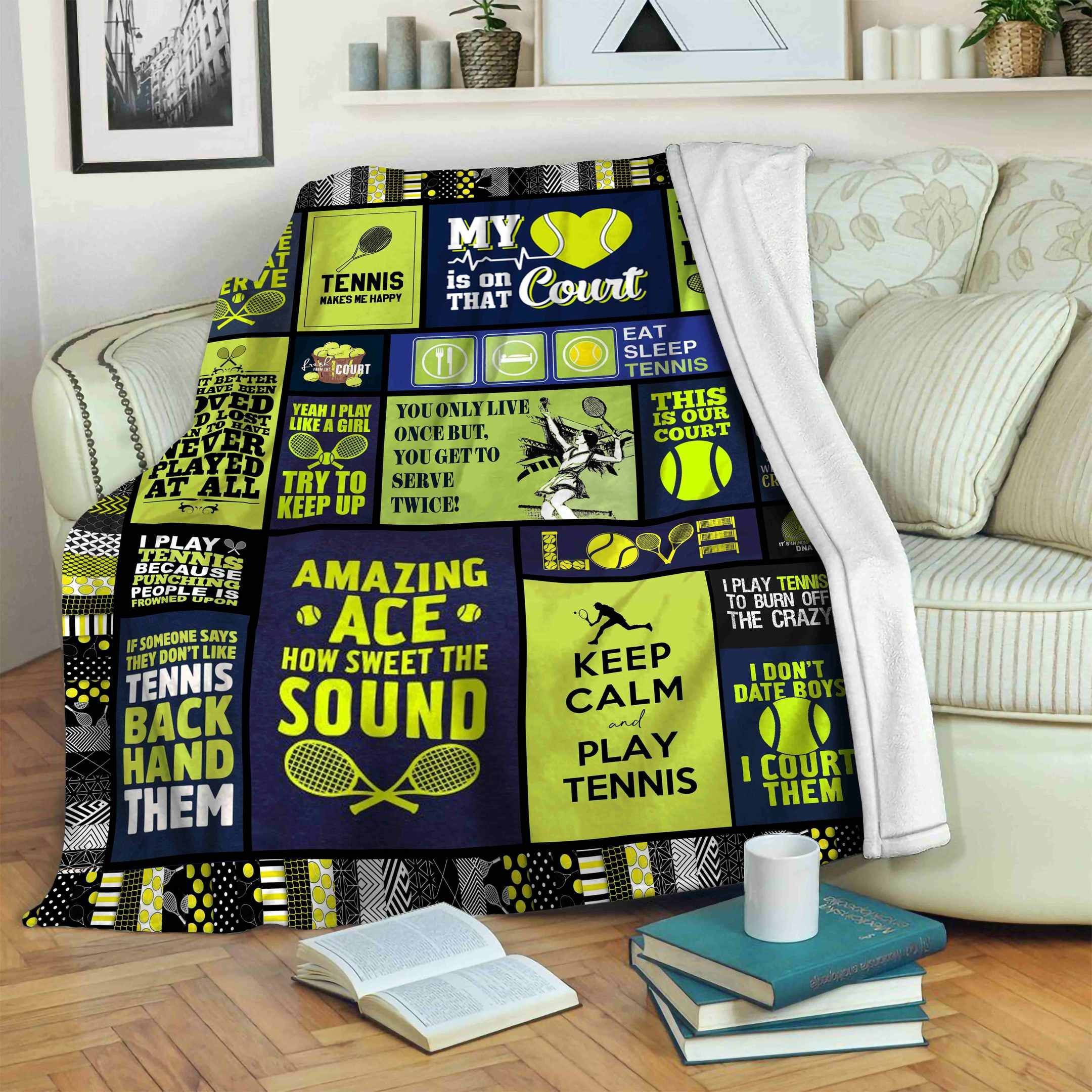 Tennis Play Tennis Sherpa Fleece Blanket