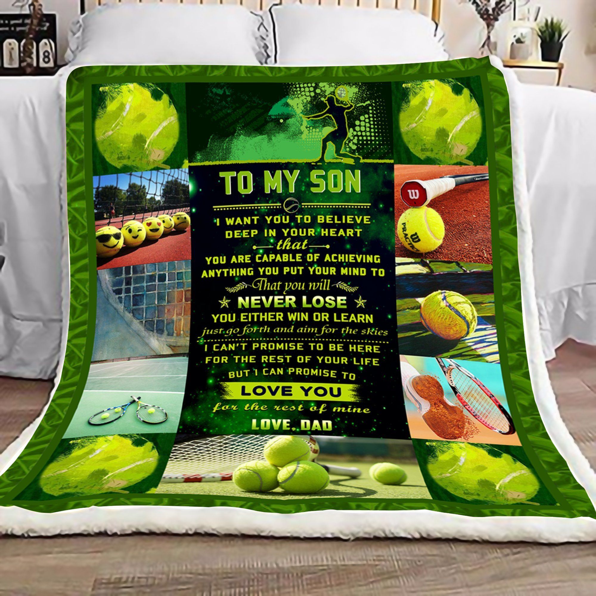 Tennis To My Son Never Lose Sherpa Fleece Blanket