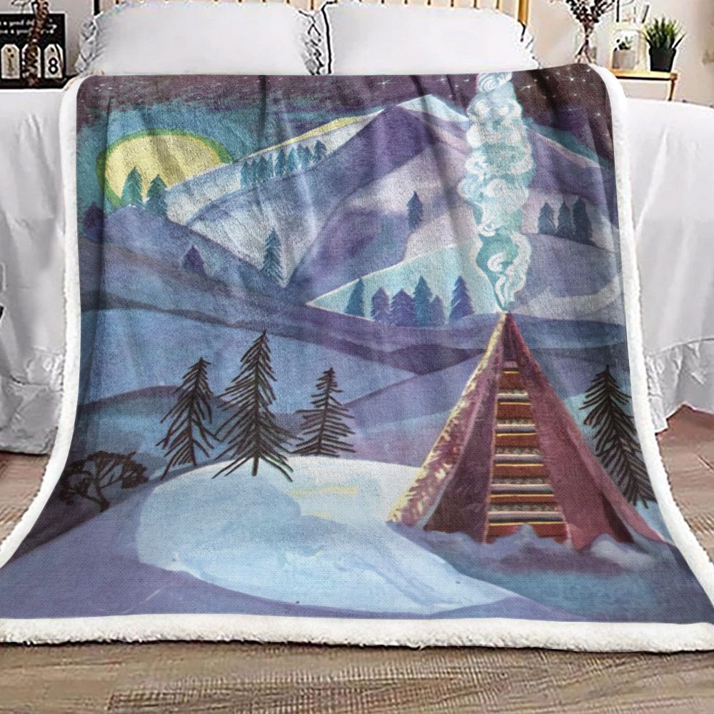 Tent Native American Sherpa Fleece Blanket