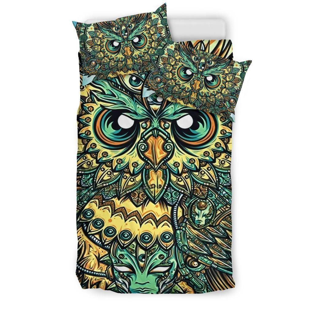 Textured Owl Mandala Art Bedding Set