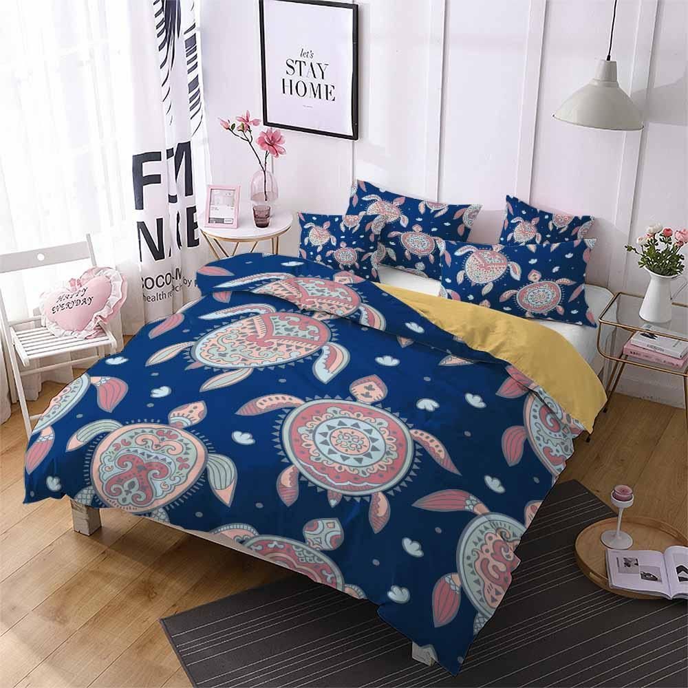 Textured Sea Turtle Printed Bedding Set