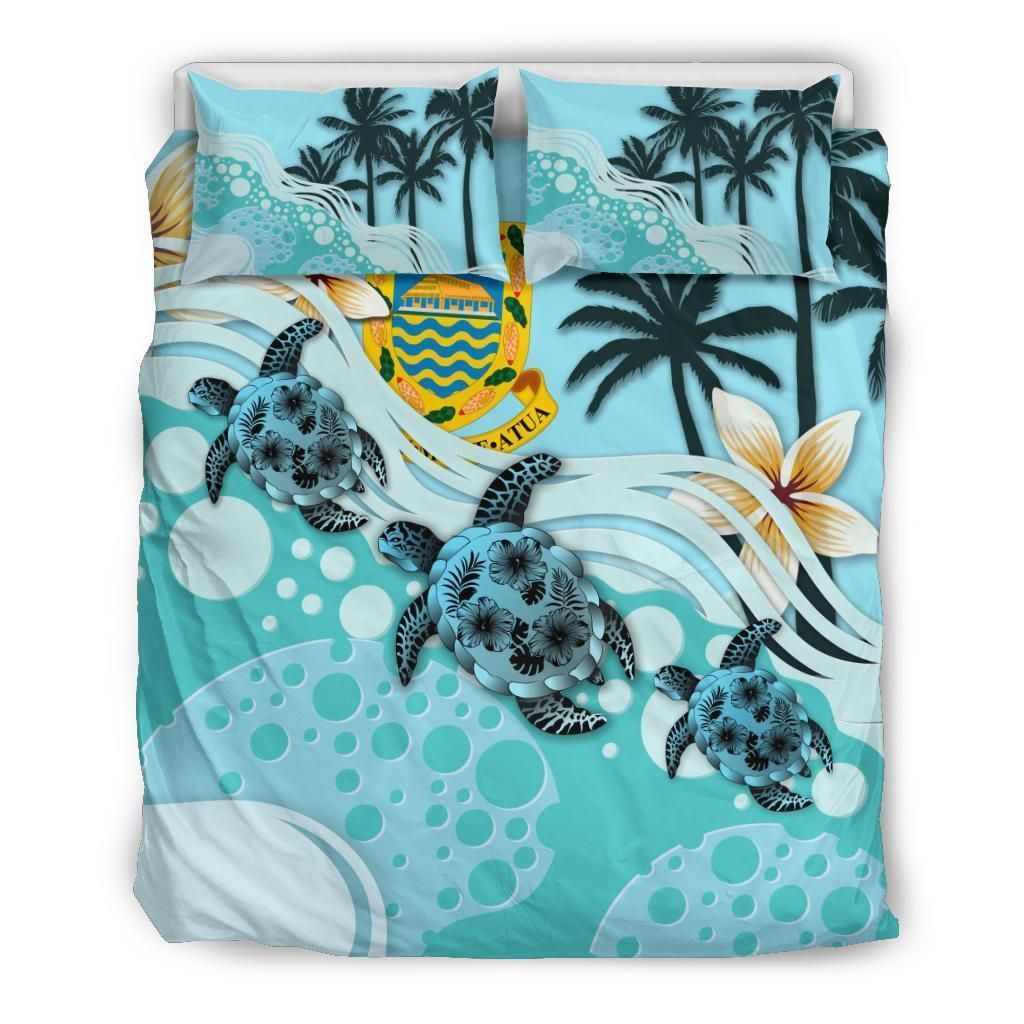Textured Turtle Tropical Forest Hibiscus Bedding Set