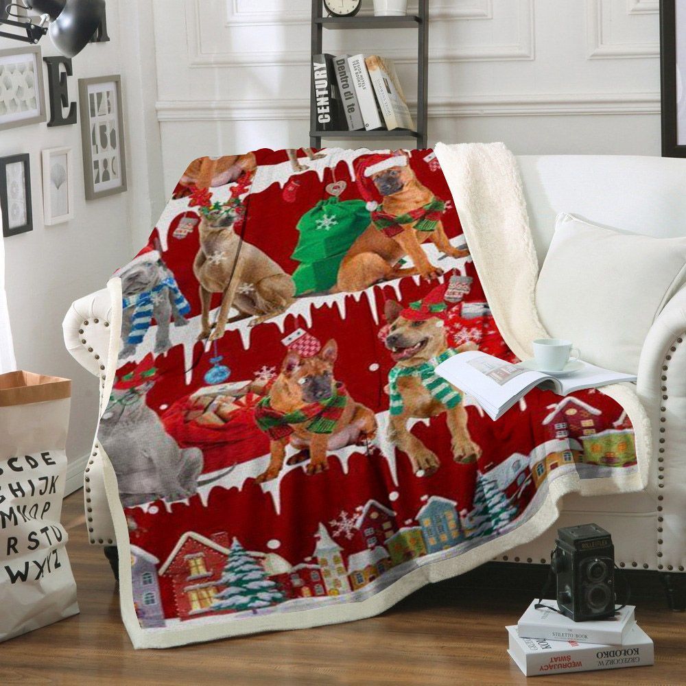 Thai Ridgeback Snow Christmas Sherpa Fleece Blanket