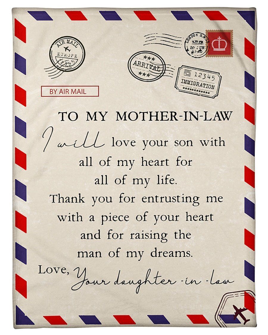 Thank For Entrusting Me Air Mail Envelop Fleece Blanket Gift For Mother In Law Fleece Blanket