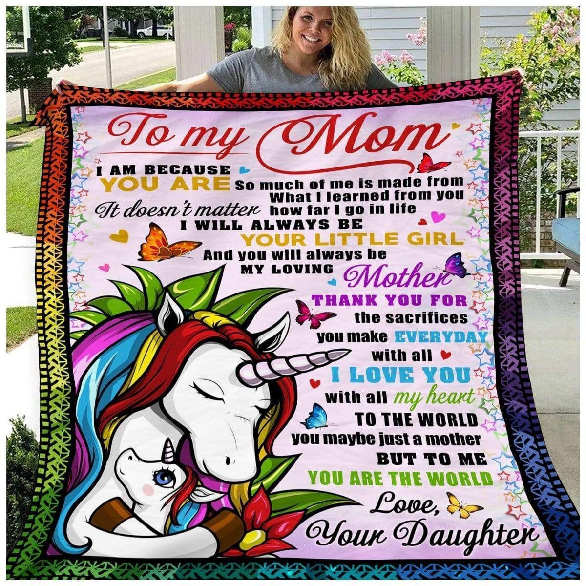 Thank For Your Sacrifices Unicorn Fleece Blanket Gift For Mama
