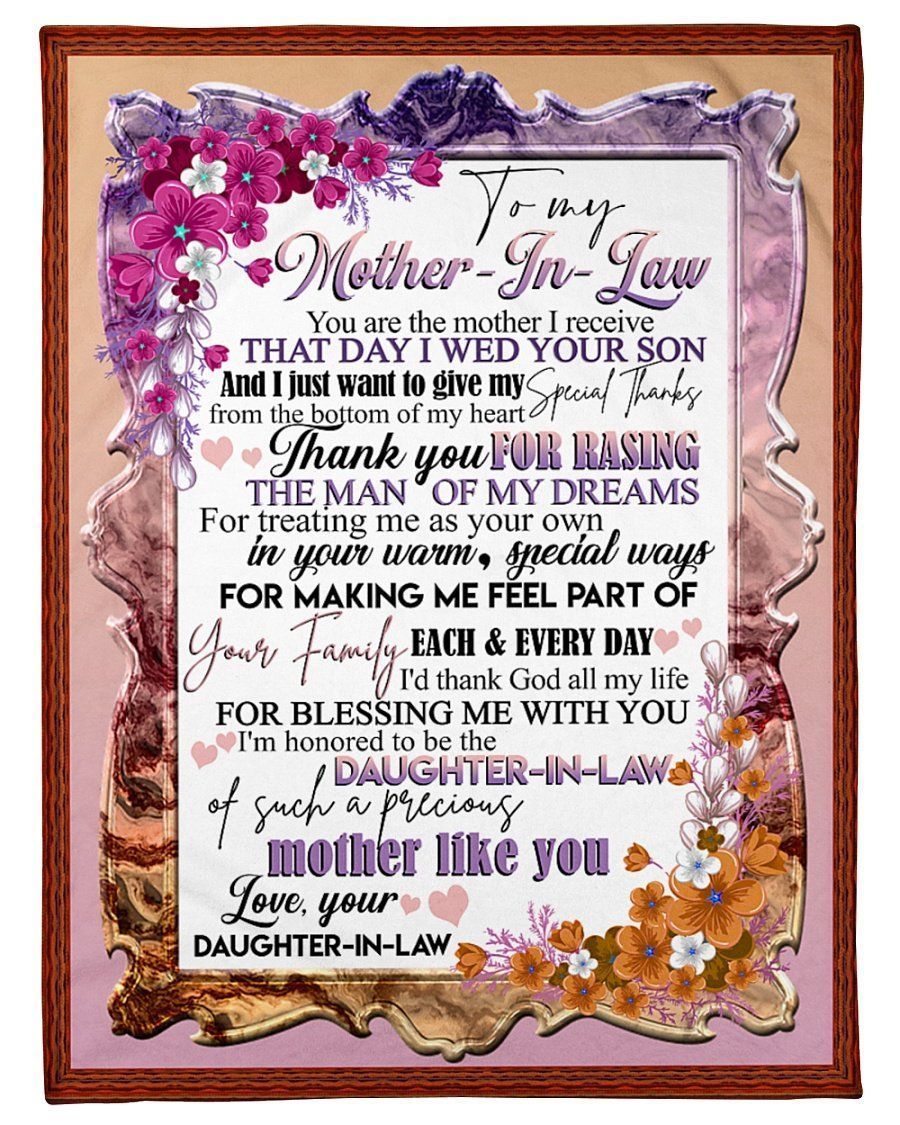 Thank You For Raising A Man Of My Dreams Lovely Message Gifts For Mother-in-law Fleece Blanket