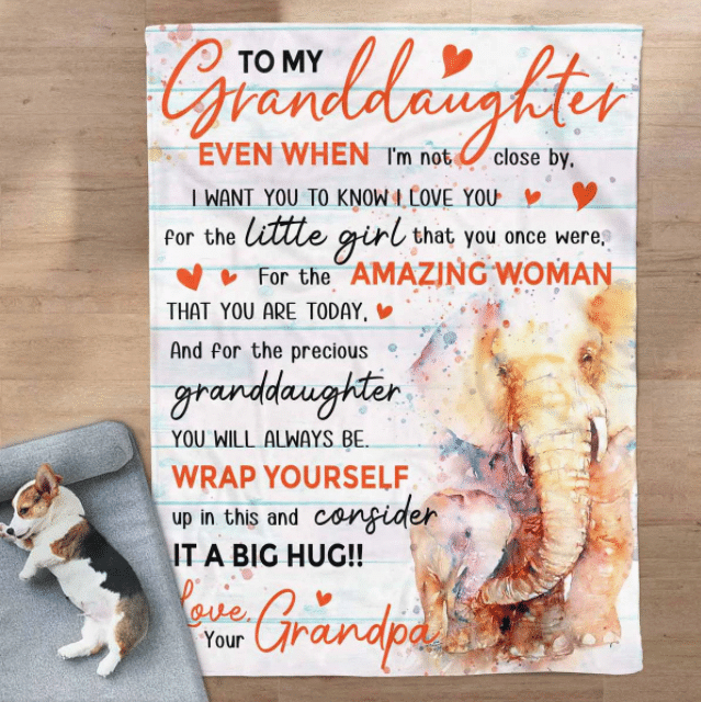 Thank You Grandpa Gift For Granddaughter Fleece Blanket