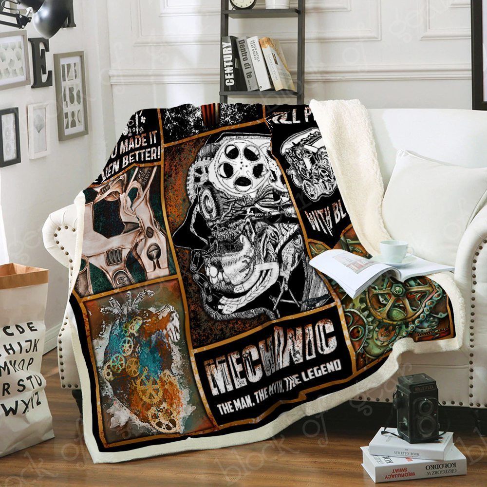 The American Mechanic Sherpa Fleece Blanket