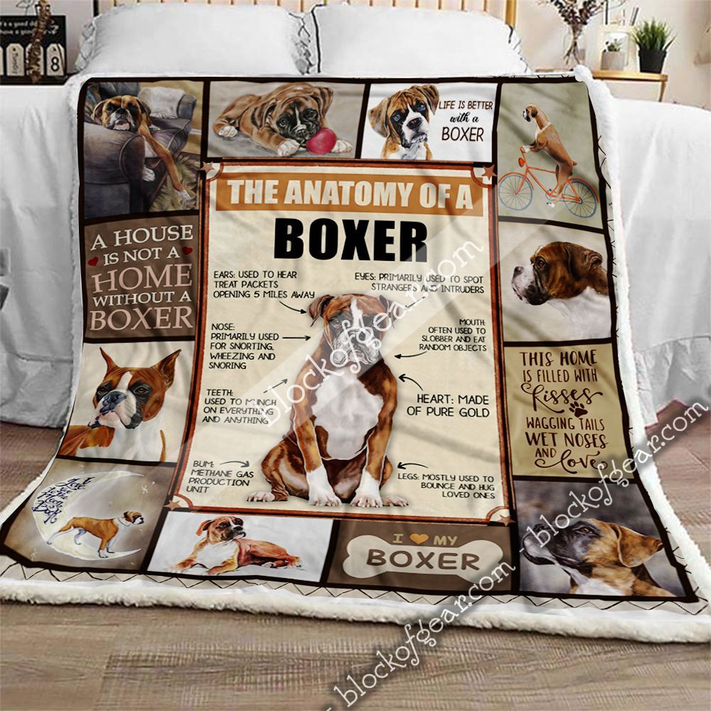 The Anatomy Of A Boxer Dog Sherpa Fleece Blanket