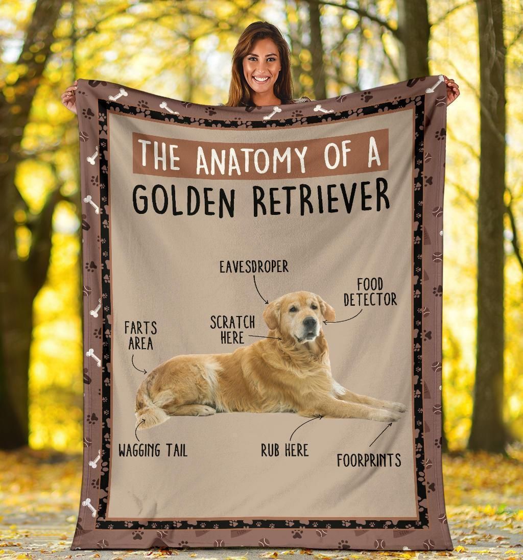 The Anatomy Of Golden Retriever Sherpa Fleece Blanket