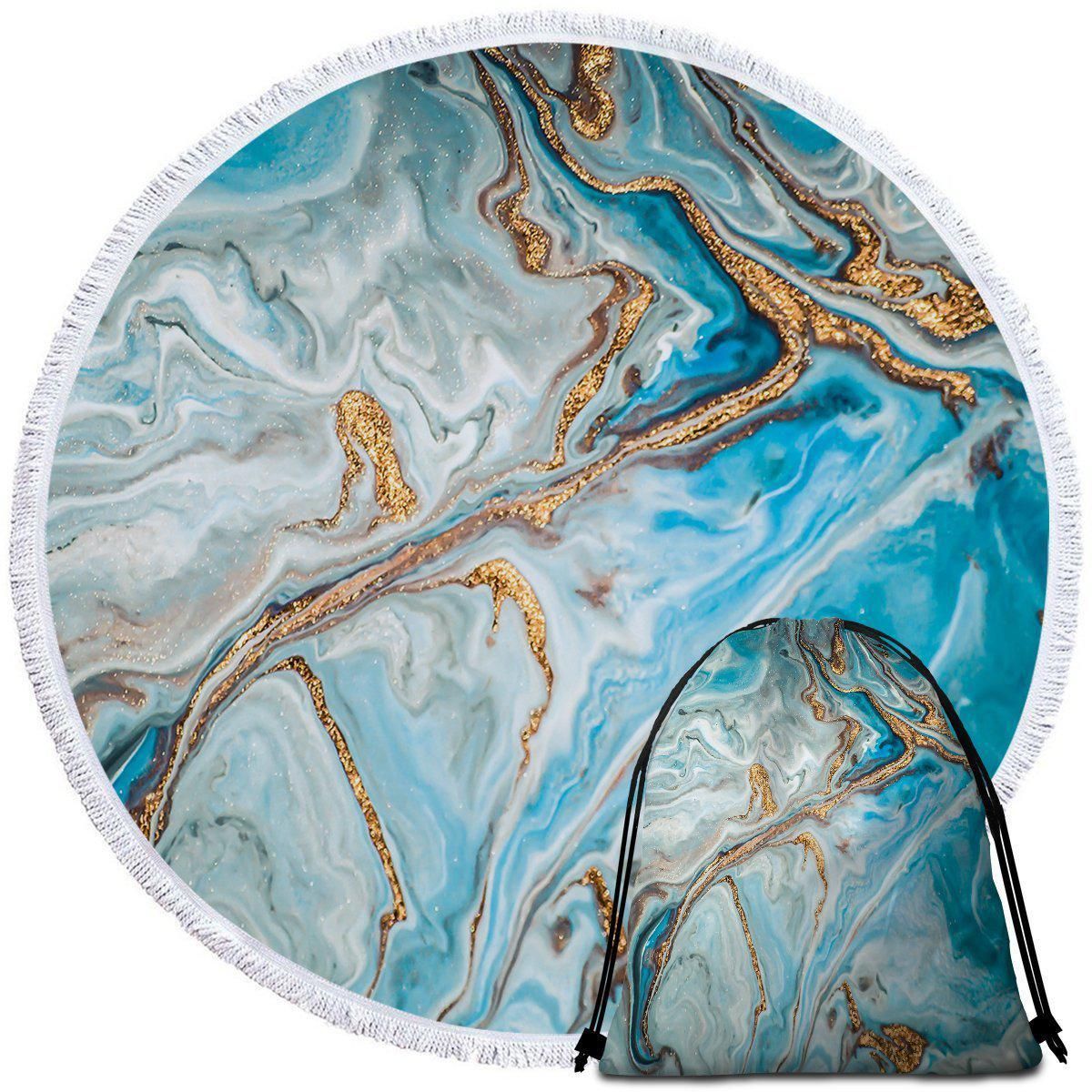 The Baths Blue Ocean Printed Round Beach Towel